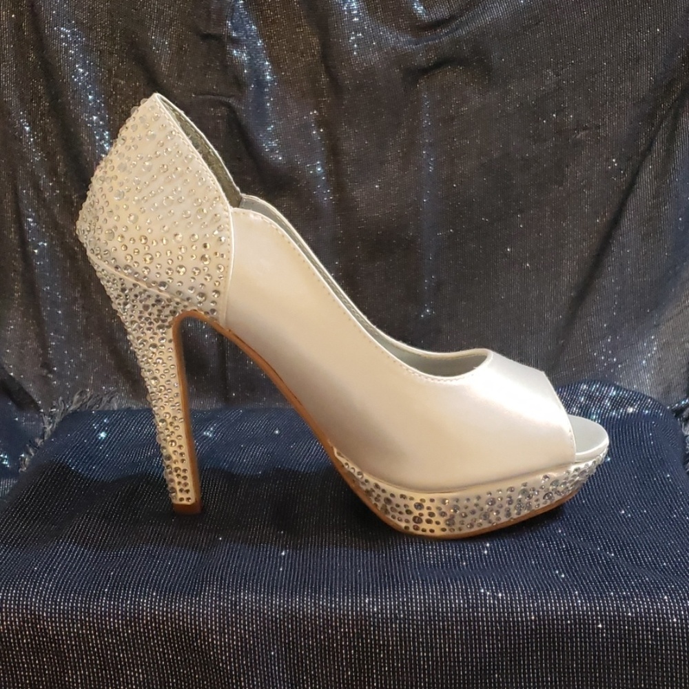 Touch Ups White Satin Platforms